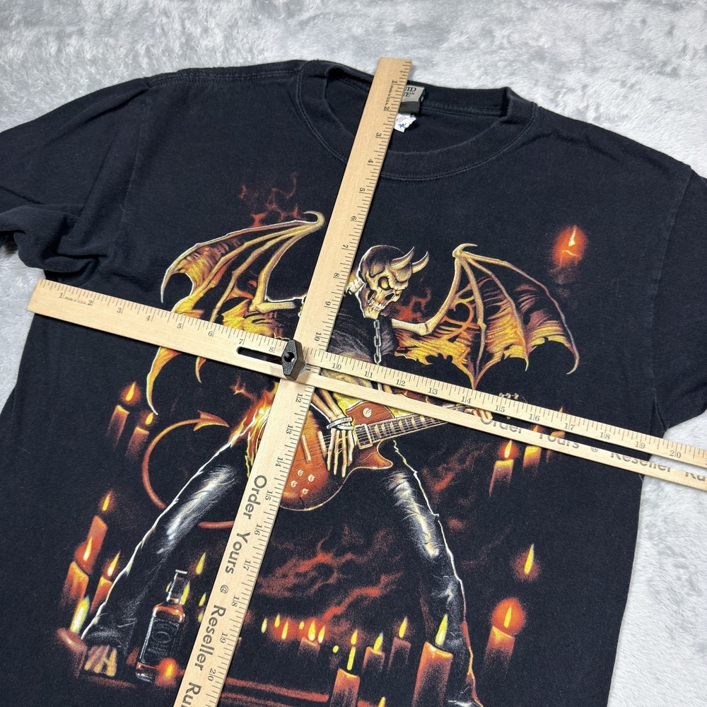 Liquid Blue Shirt Mens Medium Demon Guitar Flames Candles Rock Band 2007 Tee - Picture 10 of 13